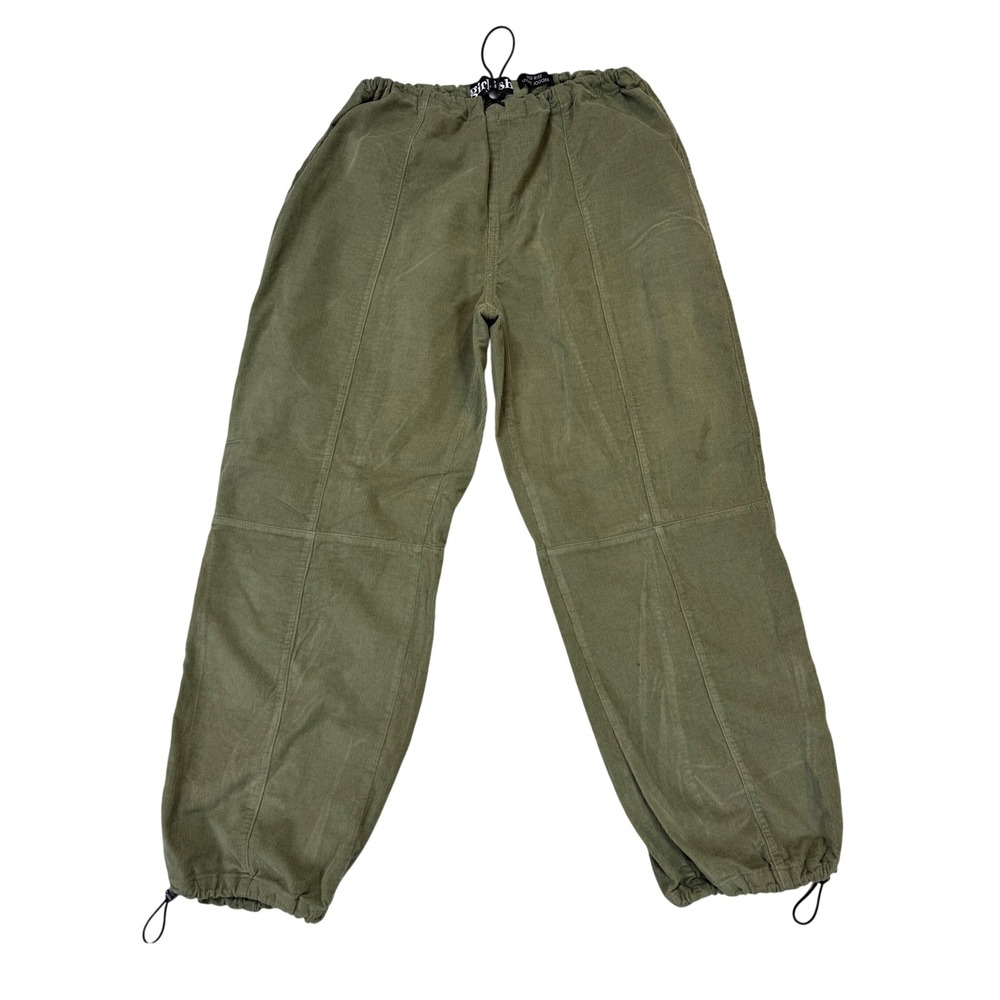 Girlish Utility Jogger‎ Pants Womens L Olive Green Excellent Corduroy Bungee Hem